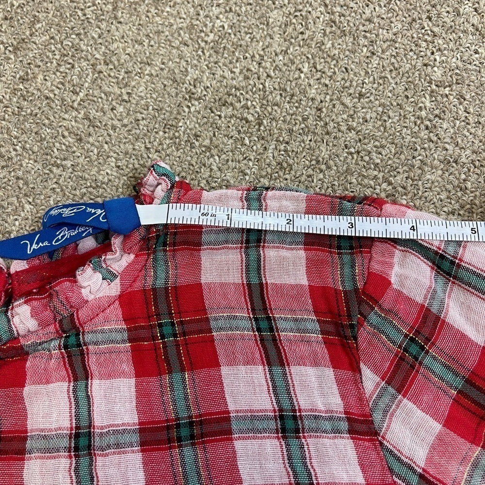 Cat & Jack: Girl’s Red/Green/Gold Plaid Long Sleeve Blouse, Size L (10/12) - Picture 6 of 12